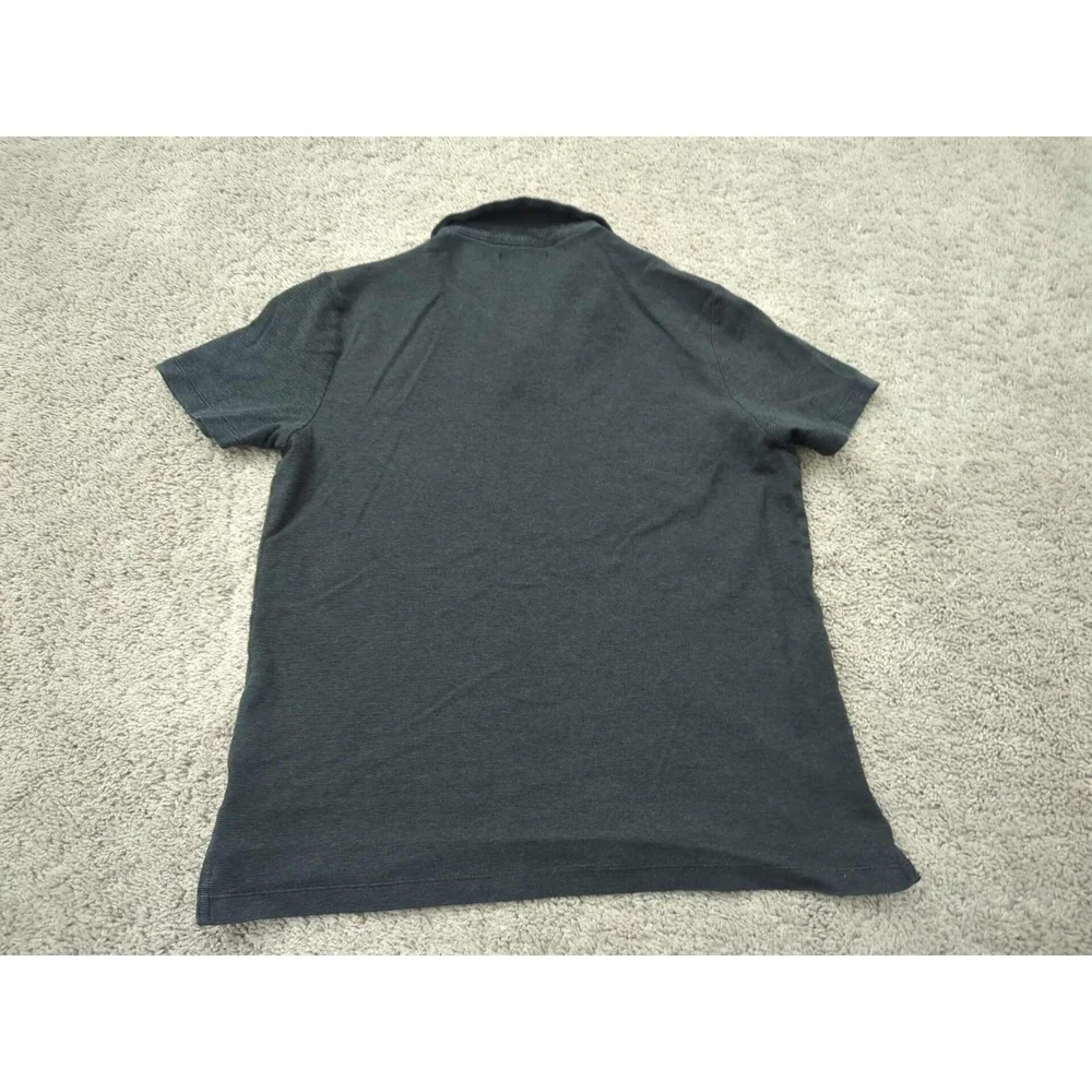 Banana Republic Polo Shirt Mens Large Blue Gray Striped Short Sleeve Golf Casual